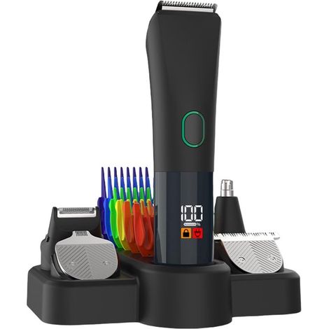 Kit de recortadora inalámbrica para hombre - Recortadora de barba - Cuidado personal - Kit 5 en 1 - 90 minutos de autonomía - Negro (1/5)