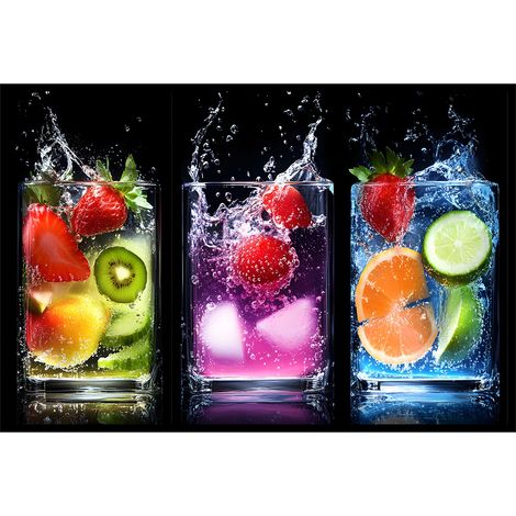 Affiche encadrée cocktails fruités en verres (1/5)