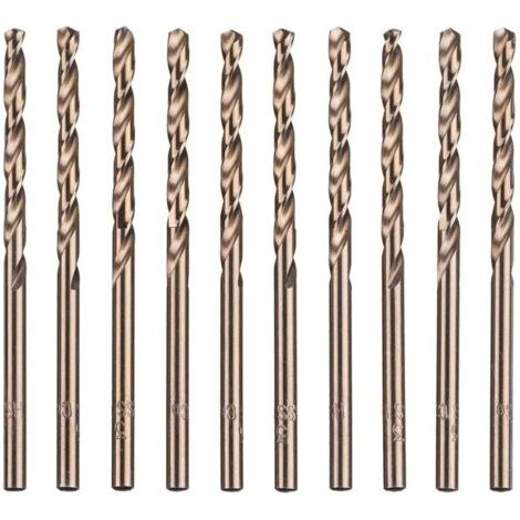 Lot de 10 forets hélicoïdaux en acier rapide M35 HSS or cobalt pour perceuses métriques à haute vitesse 3 mm x 63 mm pour perçage des Acier inoxydable et métal (1/5)