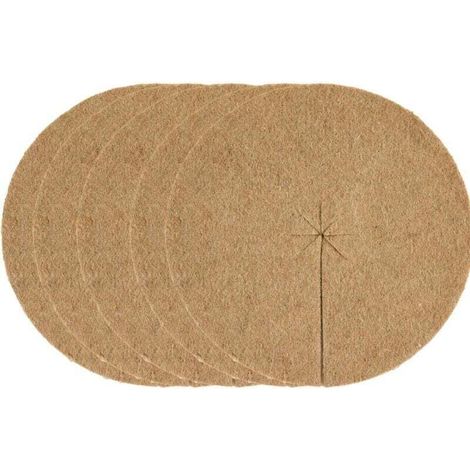 Lot de 5 disques de paillage Ø40 cm. feutre de jute. protection des plantes. désherbant. gel
