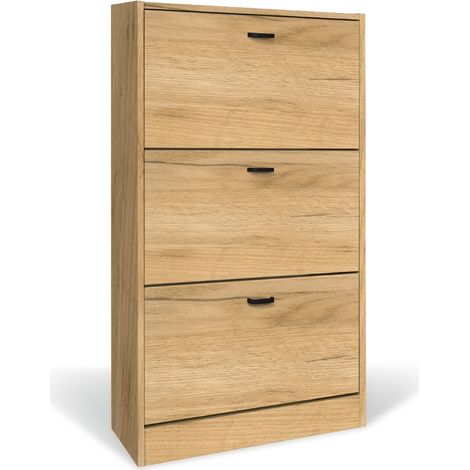 Scarpiera in Legno 3 Ante colore ROVERE NODATO Mobiletto 18 Paia 63x24x115H cm (CD101-RN) 3 Ante - 63x24x115H cm Rovere Nodato (1/5)