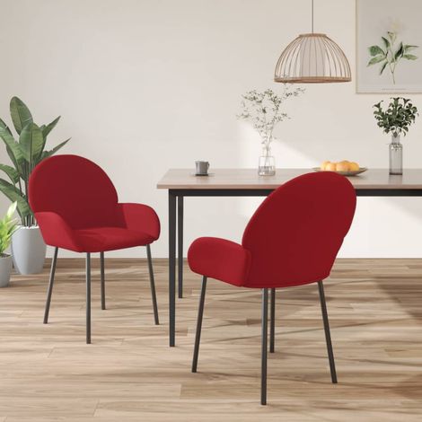 Lot de 2 Chaises de salle à manger - Chaises à dîner Rouge bordeaux Velours BV483759 - BonneVie (1/5)