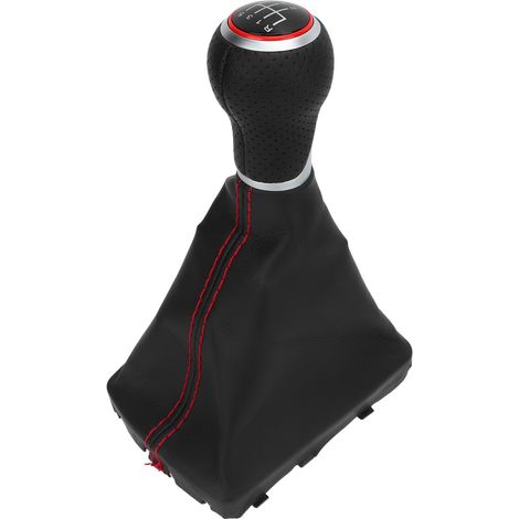 Pommeau de levier de vitesses à 6 rapports pour Audi A6 C6 (2004-2011, conduite à gauche), inscription blanche, ergonomique, anneau rouge. (1/5)