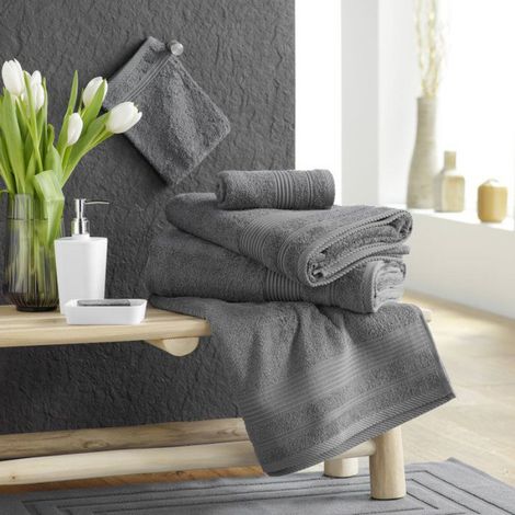 Serviette ou drap de douche 70 x 130 cm Tendresse anthracite (1/4)