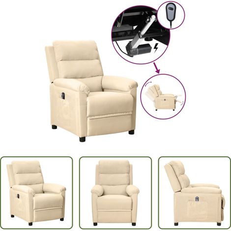 Fernsehsessel -  Relaxsessel Elektrisch Creme Stoff