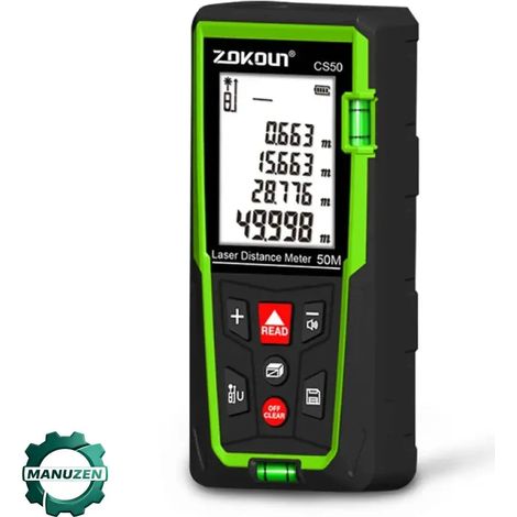 Manuzen - Télémètre laser 100 m numérique – surface, volume et Pythagore (1/5)