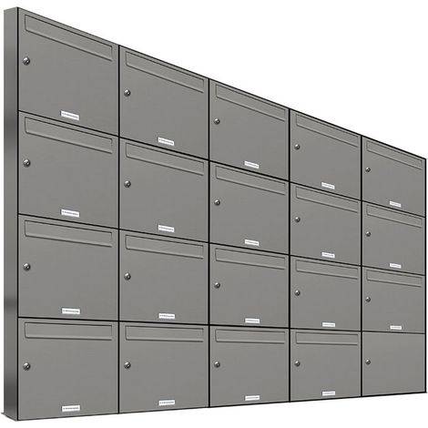 19er Premium Briefkasten Aluminiumgrau RAL Farbe 9007 für Außen Wand Postkasten 5x4 (1/5)