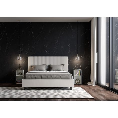 Letto matrimoniale contenitore con rete a doghe GOYA bianco (1/3)