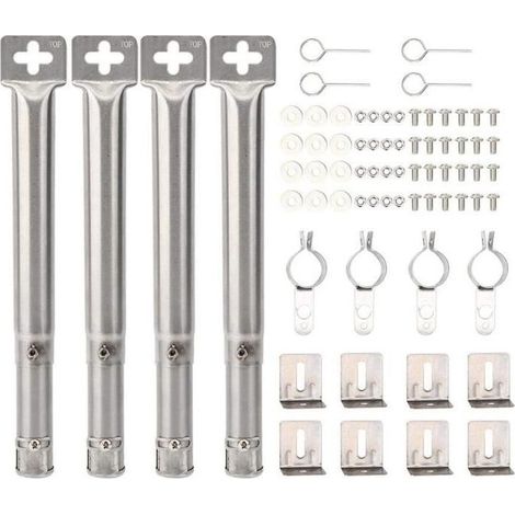 Ensemble de 4 Tubes de Brûleur en Acier Inoxydable pour Barbecue à Gaz - Réglable de 12" à 17,5 (1/4)
