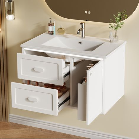 Mueble baño con lavabo LED MDF 76x46x51 cm OKMYHOME (1/5)