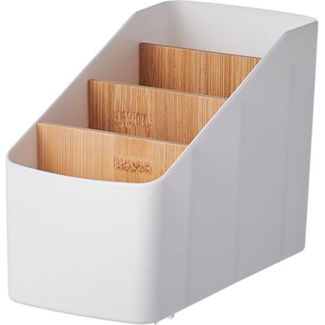 Organizzatore a 4 scomparti con telecomando, supporto multimediale, scatola portaoggetti multifunzionale da parete in legno per TV, controller multimediale, pennello per il trucco