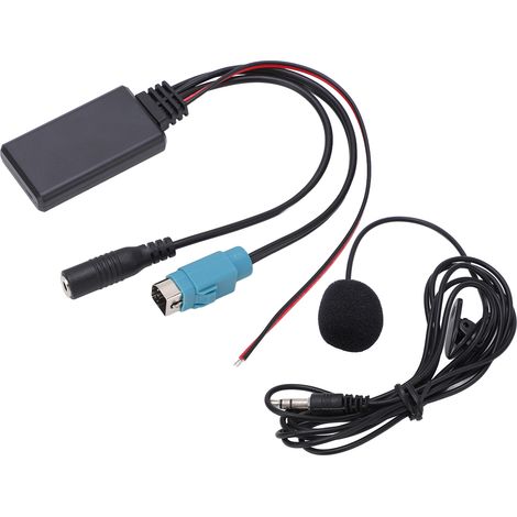 Cordon adaptateur Bluetooth AUX IN stéréo pleine vitesse avec micro amovible de remplacement pour autoradio Alpine 2009 et ultérieurs (1/5)