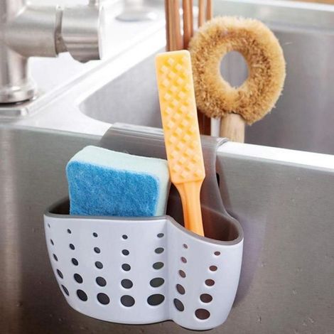 Organisateur d'évier, organisateur d'ustensiles de cuisine, porte-éponge, rangement de salle de bain (1 pièce) (1/5)