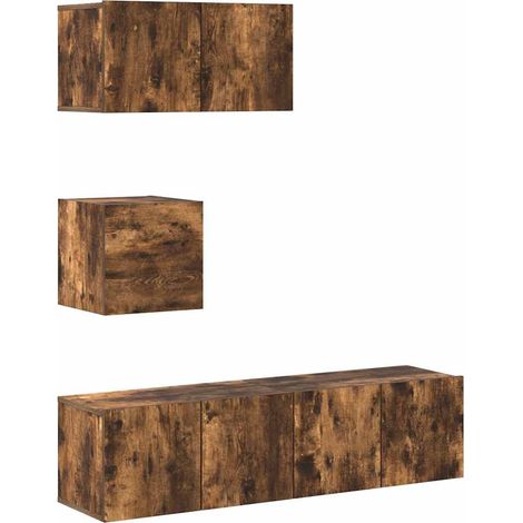 Maison Exclusive - Set di Mobili Porta TV 4 pz Rovere Fumo in Legno Multistrato (1/5)