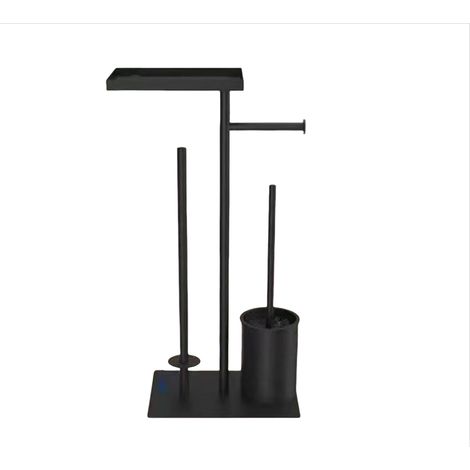 Porte-papier hygiénique avec brosse de toilette, distributeur rouleau et organiseur pour salle bain (1/4)