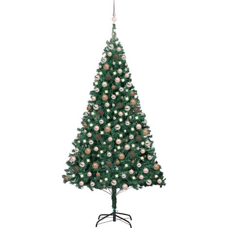 vidaXL Künstlicher Weihnachtsbaum mit Beleuchtung & Kugeln Grün 240 cm (1/5)