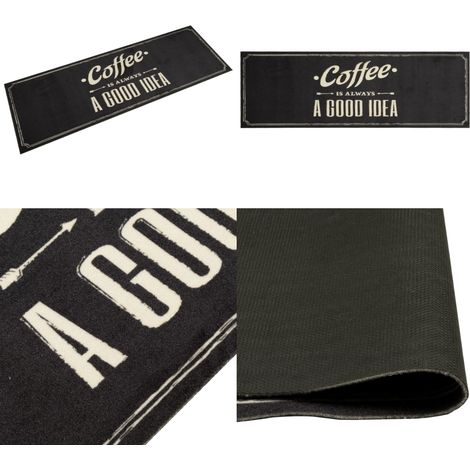 Tapis de cuisine lavable texte Coffee 60x180 cm velours - Tapis De Cuisine - Tapis Noir - Tapis Absorbant - Tapis Antidérapant - Tapis Lavable - Home & Living (1/5)