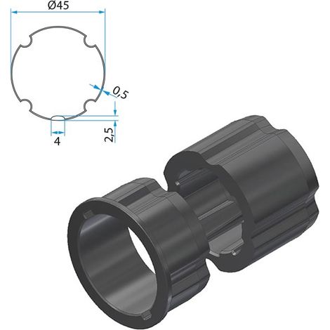 Adaptateur manchon arbre moteur 35 mm CHERUBINI A35050502 - Octogonal 40 Noir