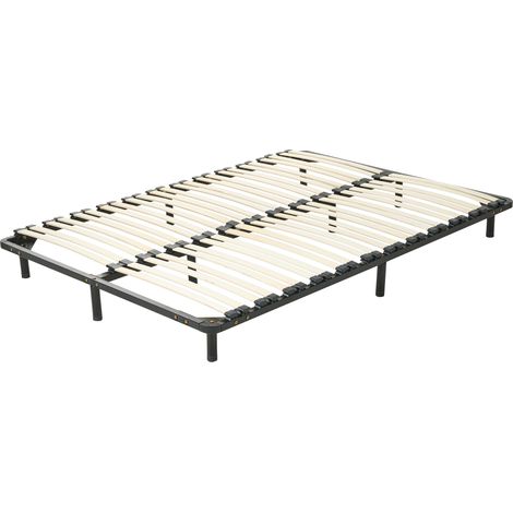 Somier de láminas independiente 140 x 200 cm con patas estructura de metal 48 listones de madera Combourg (1/5)
