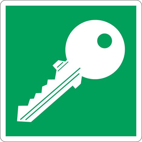 Panneau secours clé de secours boîte à clés ISO 7010 - Taille: 250x250mm - Materiel: Aluminum
