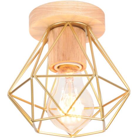 royaluxe- Lampe De Plafond Moderne Plafonnier Cage En Métal Luminaire Plafonnier Rétro Intérieur Or Pour Couloir Bar Club (1/5)