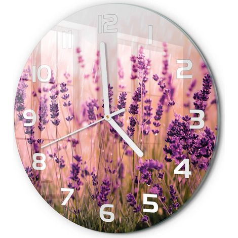Horloge Murale Ronde Facile à Lire en Verre Silencieuse Salon Cuisine Bureau Lavande fi 30 cm (1/5)