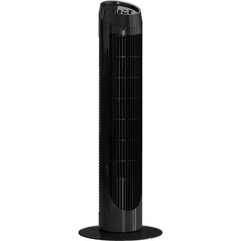 Ventilateur colonne 45 W noir, tour silencieux 3 vitesses, oscillation 70°, format compact 27 x 27 x 75 cm pour salon et chambre