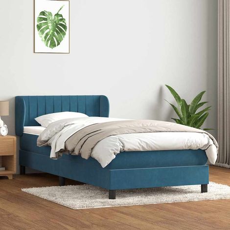 Cama box spring con colchón terciopelo azul oscuro 80x210 cm vidaXL (1/5)