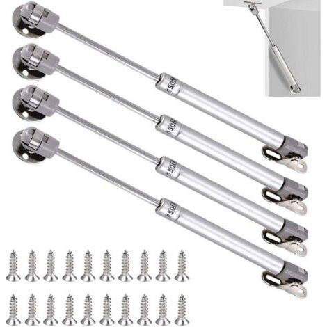 ALLIANDISLot de 4 vérins à gaz 150N – Longueur 270mm – Acier laminé et plastique ABS – Pour portes en bois et meubles TV – Installation sécurisée (1/4)