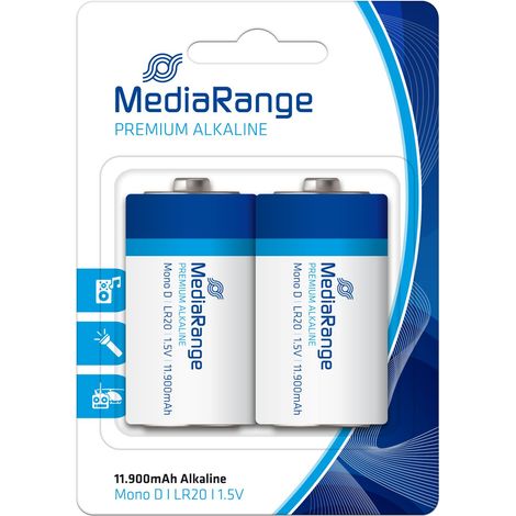 Pilas alcalinas premium MEDIARANGE D/LR20 MRBAT109