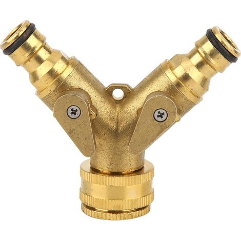 GROOFOO-Brass y shaped 3 Way Hose Connector Splitter Garden Water Splitter (1/5)