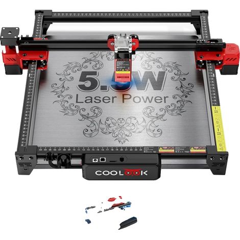 Grabadora láser CNC, corte de precisión de 90 W, compatible con software, paquete de 9 unidades, 90 W CK1-55, enchufe europeo. (1/2)