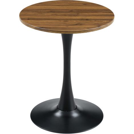 Table ronde d’appoint 60 cm en MDF effet bois foncé et métal noir, style mid-century, piètement central stable, idéale pour salon ou repas léger CHICFURN (1/5)