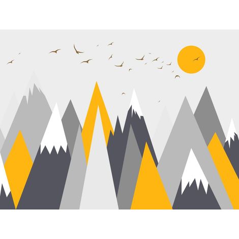 papier peint panoramique montagnes gris et jaune - Sanders & Sanders (1/3)