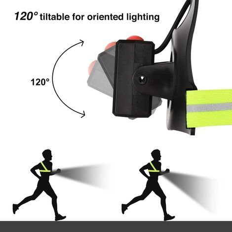 Lauflicht, USB-wiederaufladbare LED-Brustleuchte, Lauflicht mit Sicherheitsanzeigen und Leuchtstreifen, Brustlampe zum Joggen, Spazierengehen, für Outdoor-Sportarten (grün) (1/4)