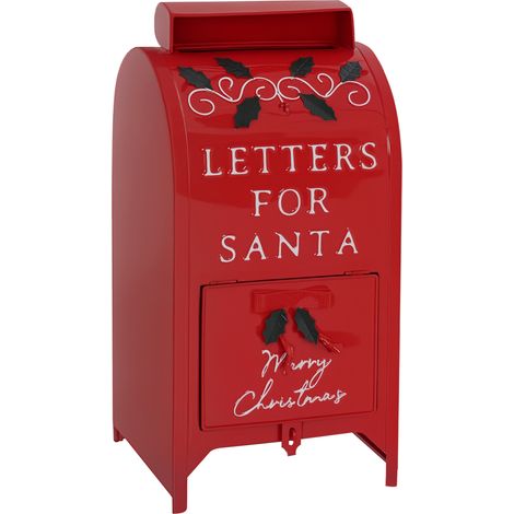 HOMCOM Christmas Post Box Freestanding or Wall Mounted for Xmas Decoration (1/5)