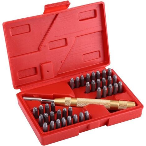 Lettre à Frapper, 38 Pièces Kit de Lettres et Chiffres à Frapper en Acieravec Poinçons Poinçons à Frappé Automatique 3 mm