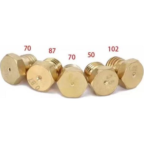 5Pcs Gicleur gaz Butane Universels[1x0,5, 1x0,7, 1x0,7, 1x0,87, 1x1.02 ], Jeu de Conversion pour GPL, Injecteur de Gaz Gicleur Bouteille Kit de Conversion, Gicleur de propane et de butane (1/4)
