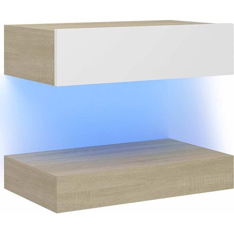 TV Cabinet with LED Lights White and Sonoma Oak 60x35 cm vidaXL (1/5)