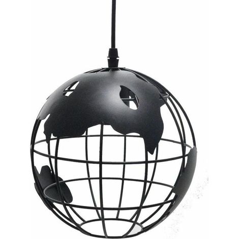 Vintage Industrie-Pendelleuchte in Kugelform, Metallkugel-Deckenleuchte, 20 cm Durchmesser – Schwarz (1/5)