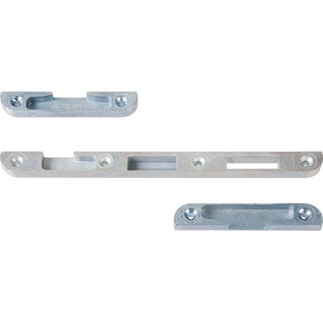 Vachette – Gâche pour crémone droite – Modèle 520 – Finition zingué blanche – Bouts 1/2 ronds ou bateaux – Vendu par 3