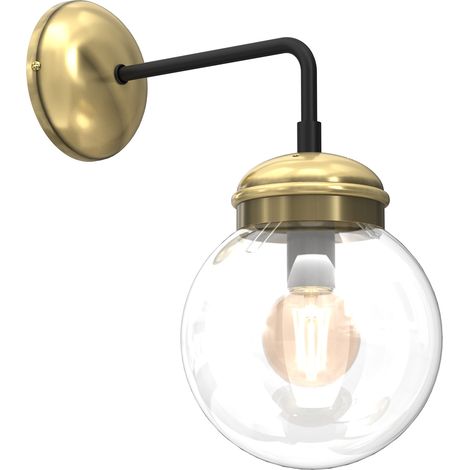 Applique loft ottone globo vetro trasparente Hydro 1 luce E14