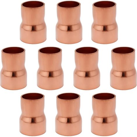 Lot de 10 réducteurs de connexion à souder en cuivre de 15 mm à 12,7 mm pour plomberie, réducteur de connecteur droit, raccord à pression, adaptateur de tube (1/5)