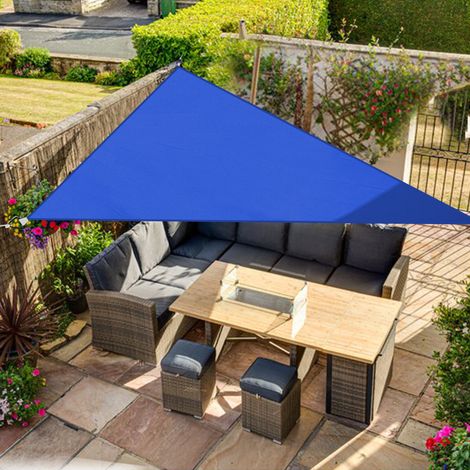 Blue Outdoor Sun Shade Sail Garden Patio Sunscreen Awning Canopy Shade UV Block Triangle 2x2x2m (1/4)
