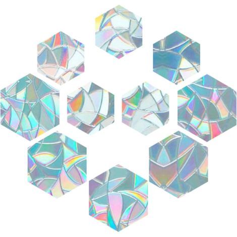 10 Pcs Rainbow Window Clings 3D Decorative Window Film Hexagon Shape Anti-Collision Window Stickers Door Window Static Cling (1/5)