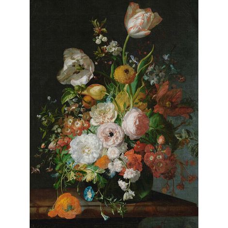 Papier peint panoramique chambre fleur rose bouquet Tapisserie panoramique fleuri fond noir salon Papier peint panoramique multicolore (1/2)