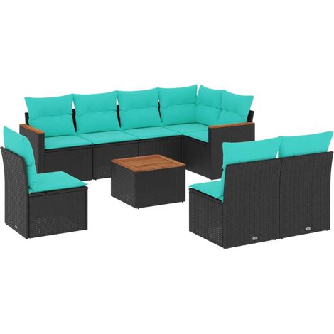 Maison Exclusive - Set Divani da Giardino 9 pz con Cuscini Nero in Polyrattan (1/5)