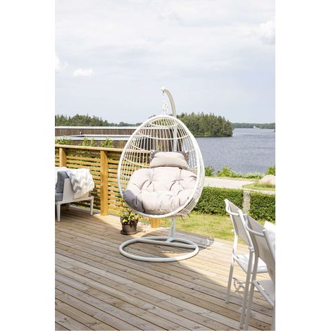 Viga Chaise de jardin suspendue, blanc, gris. (1/5)