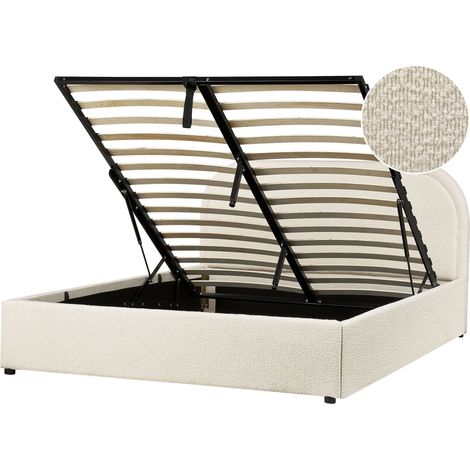 Letto contenitore moderno EU Double 140 x 200 cm Boucle Light Beige Quillien (1/5)