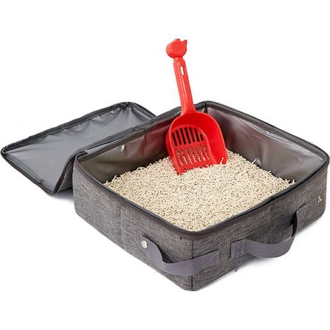Bac à litière de voyage Portable pour chats dans la voiture, sans odeur, anti-fuite, pliable (1/5)